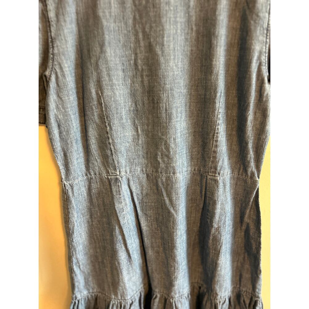 Rachel Parcell Denim Button Front Dress Puff Sleeve Ruffle Hem M - Picture 4 of 9
